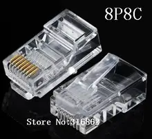 20 PCS RJ45 RJ-45 Cabos Ethernet Módulo Plug Conector para Rede UTP Cat5 Cat5e Cabo de Rede Cabeça de Cristal 8P8C