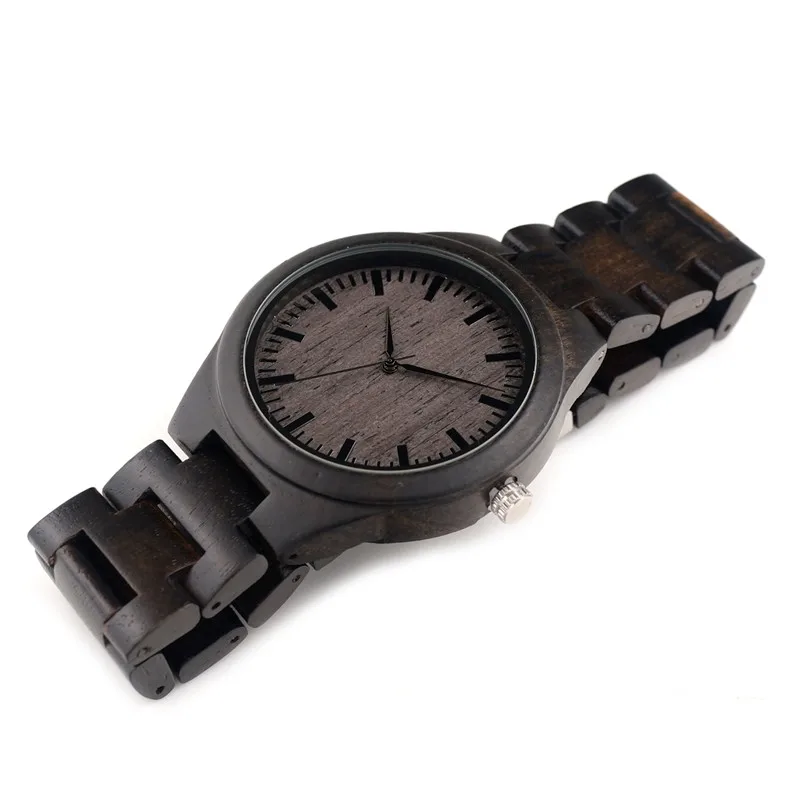 BOBO BIRD мужские часы, все черные деревянные наручные часы с деревянным ремешком, часы для мужчин в подарок