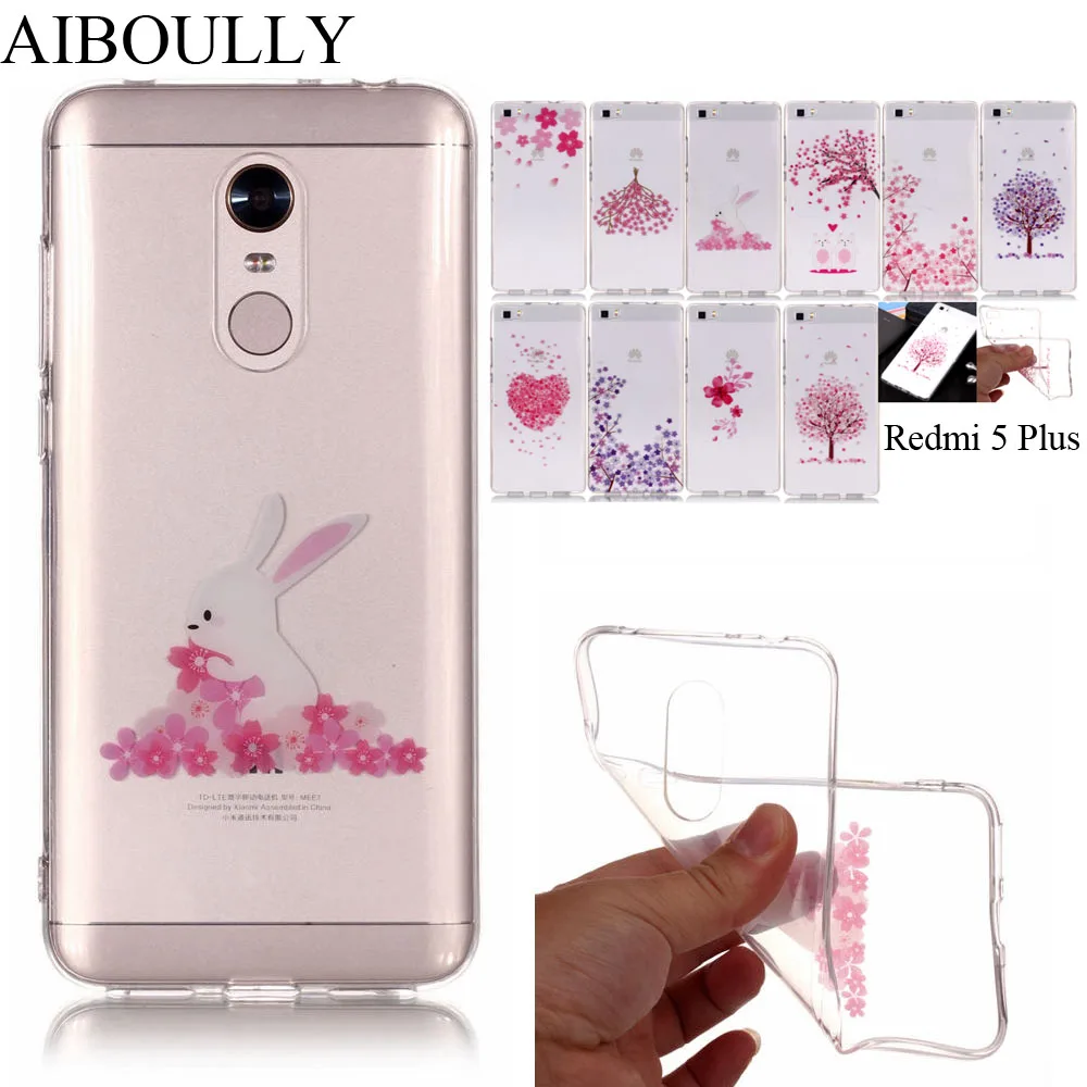 

Cherry Blossom Pattern Phone Cases For Xiaomi Redmi 5Plus 64GB 32GB Scratchproof Back Covers For Redmi 5 Plus Silicone TPU Cases