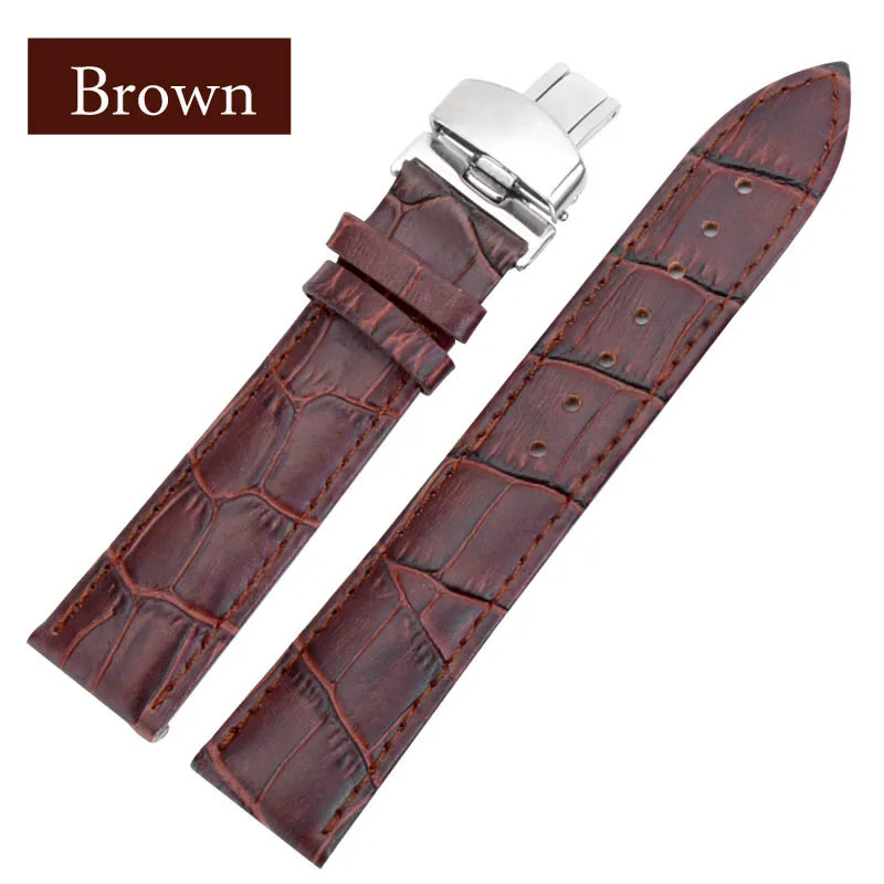 18 20 22 24mm Women Men Watch Strap Butterfly Pattern Pull-down Clasp Buckle + Genuine Leather Strap Watch Straps 18 20 22 24mm Women Men Watch Strap Butterfly Pattern Pull-down Clasp Buckle + Genuine Leather Strap Watch Straps