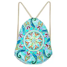Fashion Woman Drawstrings Bags Pretty Indian Mandala Print Female Backpacks Casual Softback Beach Storage Sack BagsSumka
