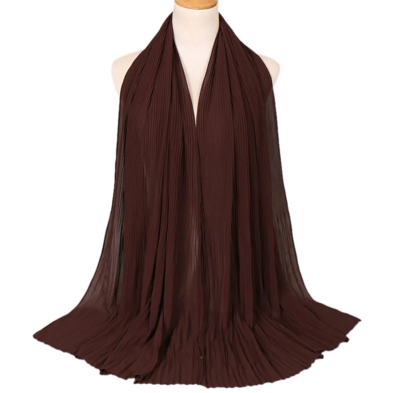 Мусульманские женщины Crinkle платок-Хиджаб Женский головной платок простой шифон исламский тюрбан современный шарф готов носить обернуть