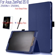Стенд смарт-чехол из полиуретановой кожи Funda чехол для Asus ZenPad 3S 10 Z500M LTE Z500KL 9,7 дюймов планшет+ защита экрана+ стилус