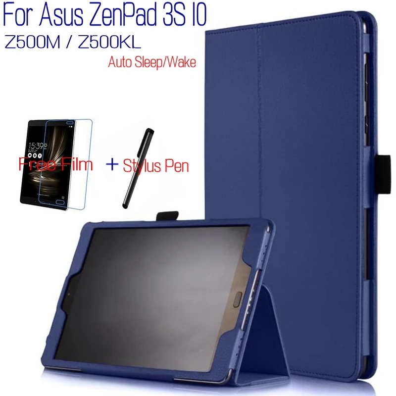 

Stand Smart PU Leather Cover Funda Case for Asus ZenPad 3S 10 Z500M LTE Z500KL 9.7 inch Tablet+Free Screen Protector+Stylus Pen