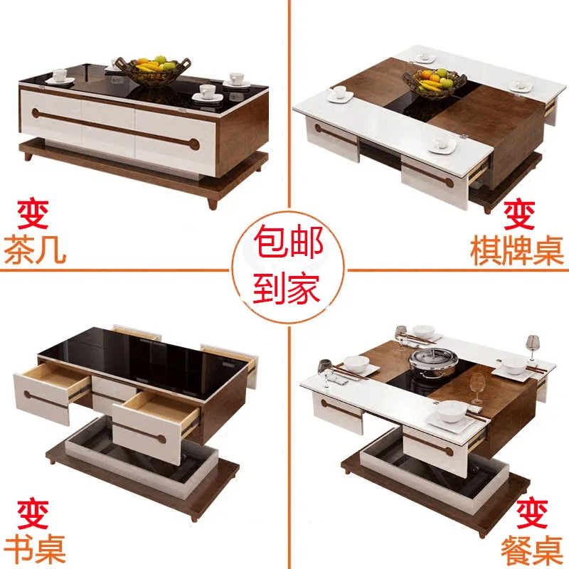 

electric multifunction foldable Coffee Table Living Room liftable and lowerable minimalist rectangle mesas centro dining table