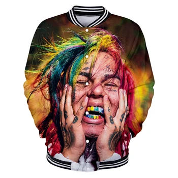 

LuckyFriday Fashion 3D 6IX9INE Rapper Baseball Jackets Men/Women Popular Clothes Harajuku Casual Hot Sale Baseball Uniform