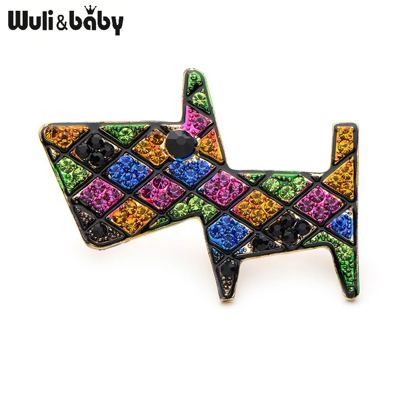 Wuli&Baby, цветные броши-собачки со стразами, для женщин и мужчин, сплав, прекрасные, модные, животное, брошь для праздника, свадеб, банкета, подарки