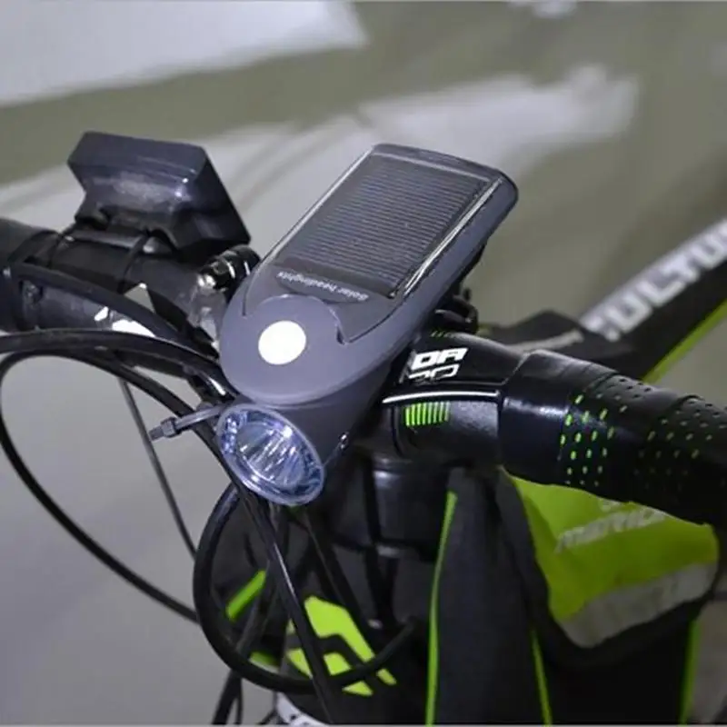 Солнечный USB двойной заряжаемый фонарик налобный фонарь Горн комбинированный тип велосипедные фары Горн комбо Тип велосипедные фары