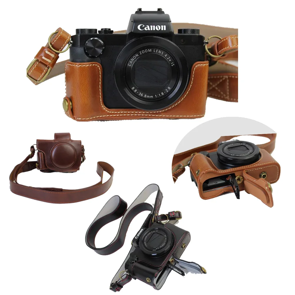New Luxury PU Leather Camera Case Video font b Bag b font For Canon PowerShot G5X