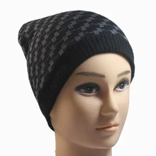Модный мужской зимний теплый жаккардовый переплетенный вязаный шапки фланелевые шляпы шапочки 4 цвета