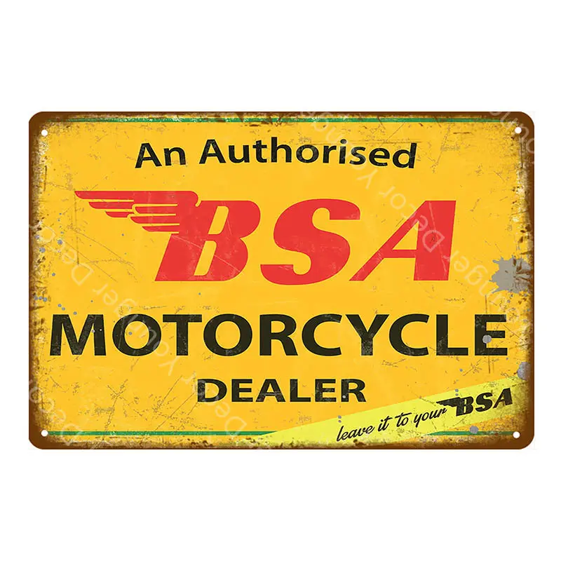 Золотая Звезда BSA Мотоцикл Металлические знаки оловянный плакат Гараж; клуб паб бар украшение стены металлическая пластина с винтажным рисунком домашний декор