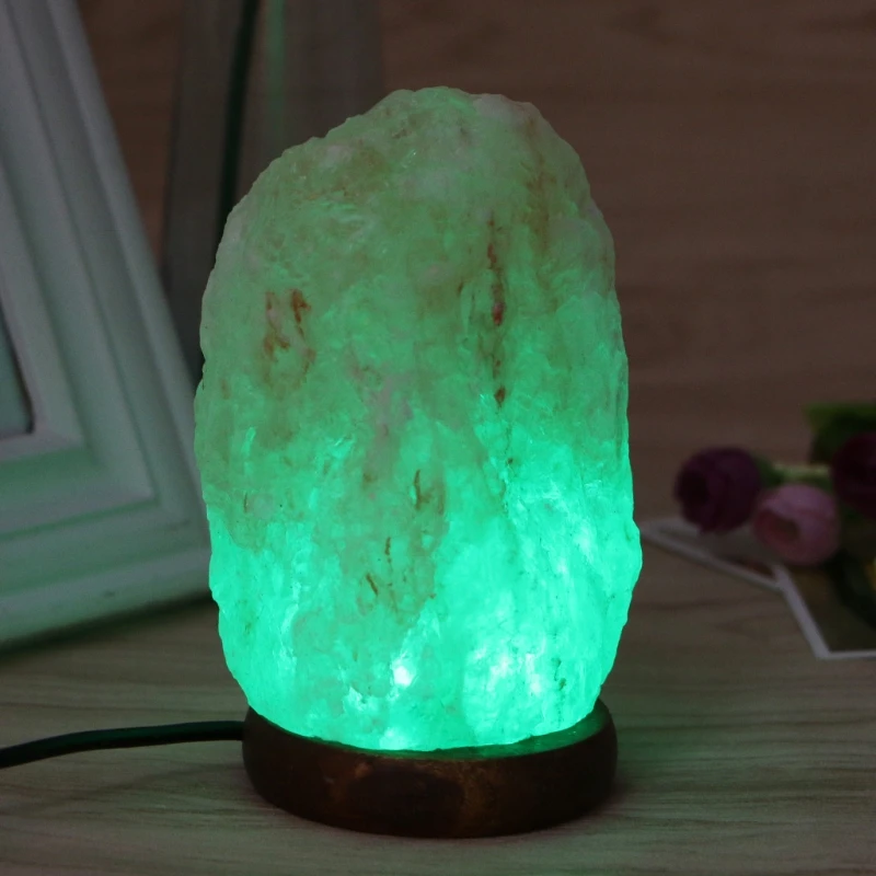 Высокая эффективность ручной работы USB деревянная основа Гималайская каменная соляная лампа очиститель воздуха ночной Светильник