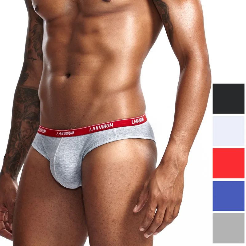 

1-5 pcs Cotton Mens Bikini Briefs Underwear Low Waist Solid Color Underpants Soft Briefs Panties Ropa Interior Hombre