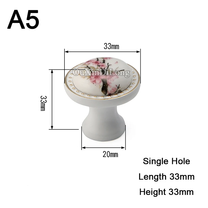Топ спроектированный 10 шт Европейская керамическая печать кухонный шкаф дверные ручки шкаф ручки для комода или шкафа с ящиками ручки и ручки - Цвет: A5