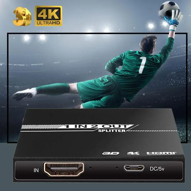 HDMI сплиттер 1 в 2 из алюминия Ver1.4 HDCP 4 K HDMI 1x2 коммутатор 3D 1080 P