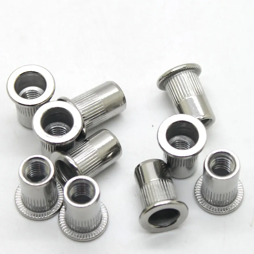

10Pcs/Lot 304 Stainless Steel M6 Riveting nut Flat vertical stripes Metric thread iron Rivet Nut Rivnut Inserts Nut CPC81