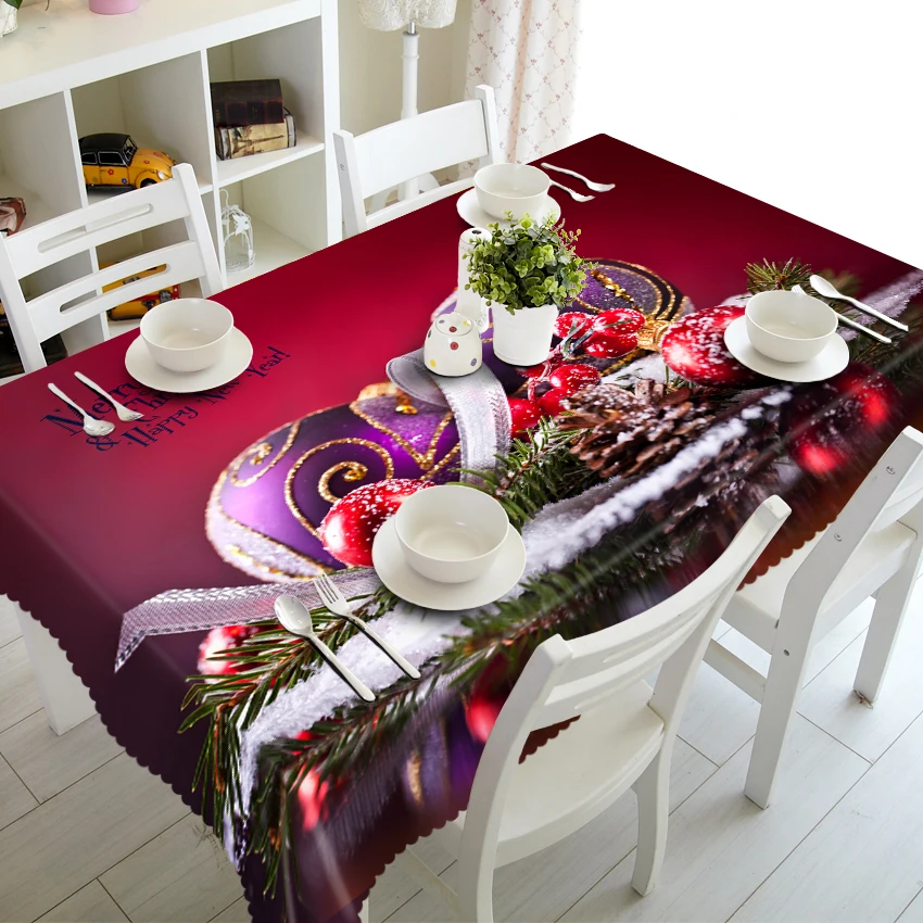 

Customized Round Square Christmas Luxury Decorative 3D Table Cabinet Dinner Table Cloth Cover Polyester fabric