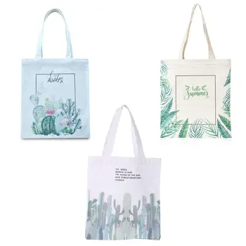 

2019 Fasgion Shoulder Bag Cactus Canvas Tote Bag Shoulder Bag Reusable Shopping Bag Handbags 33 x 36cm