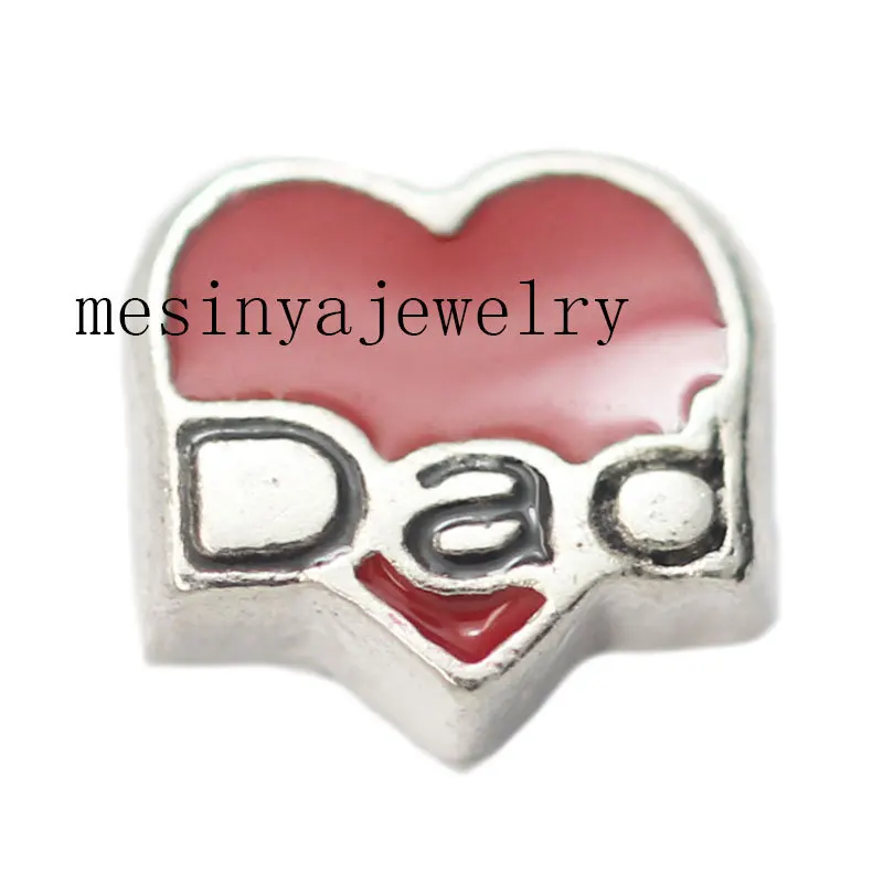 

10pcs red color dad floating charms for glass locket Min amount $15 per order mixed items,FC-307