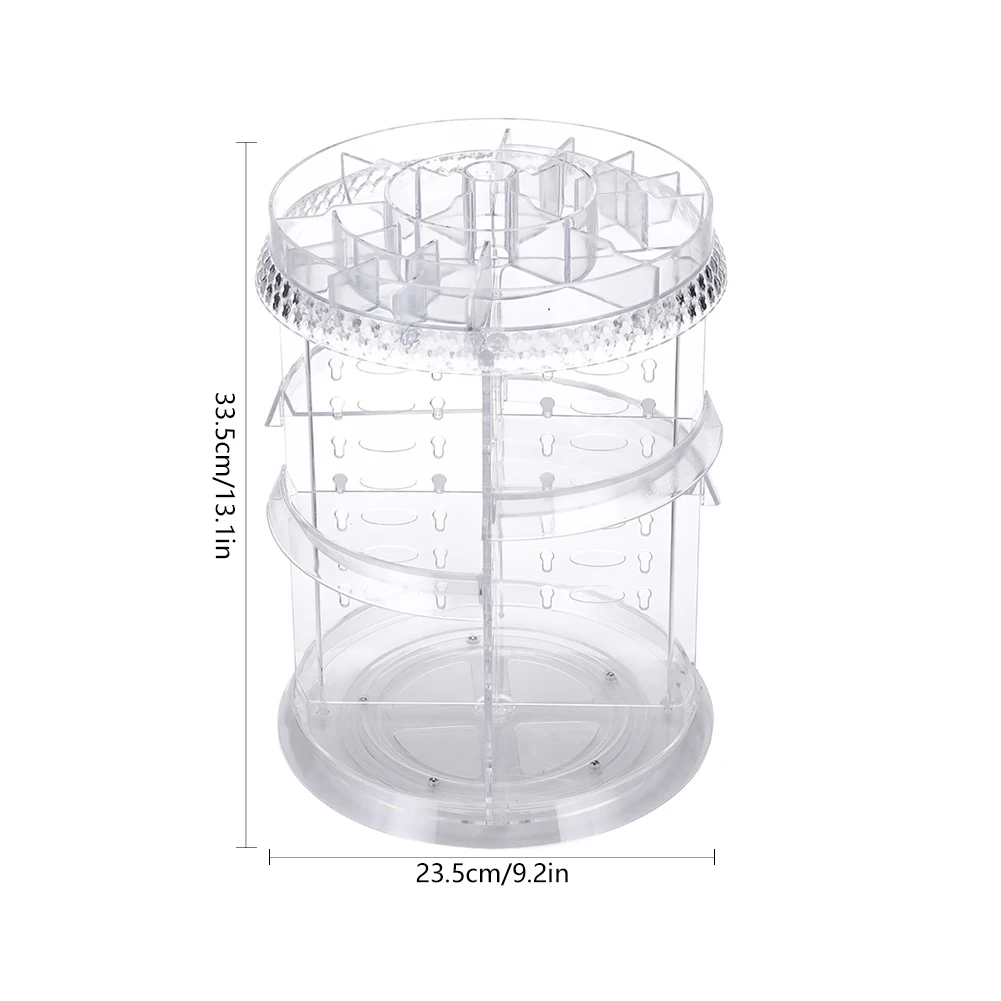 AUGKUN Алмазная текстура прозрачный акриловый вращающийся органайзер для макияжа рамка вращение на 360 градусов коробка для хранения косметики дисплей чехол