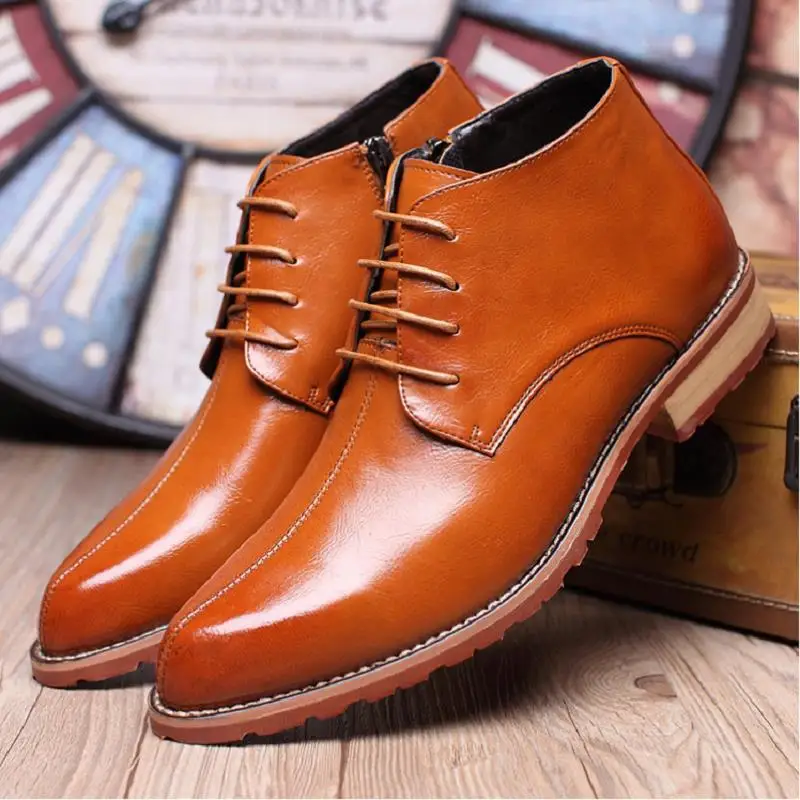 Alta Homens Primavera Mycolen Vinho Ankle Sapatos Apontou De Qualidade Couro Masculina Leve vermelho Bota Vestido Top Boots Masculinos outono Negócios Laranja rwYdndq4t