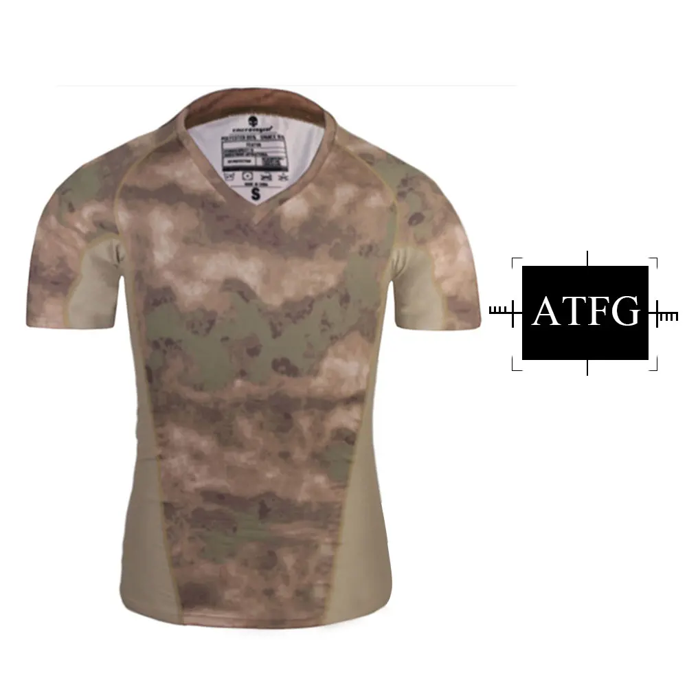 EMERSONGEAR облегающие базовый слой камуфляжные рубашки для бега Военная Охота Рубашка дышащая короткий рукав Мультикам EM9167 - Цвет: ATFG