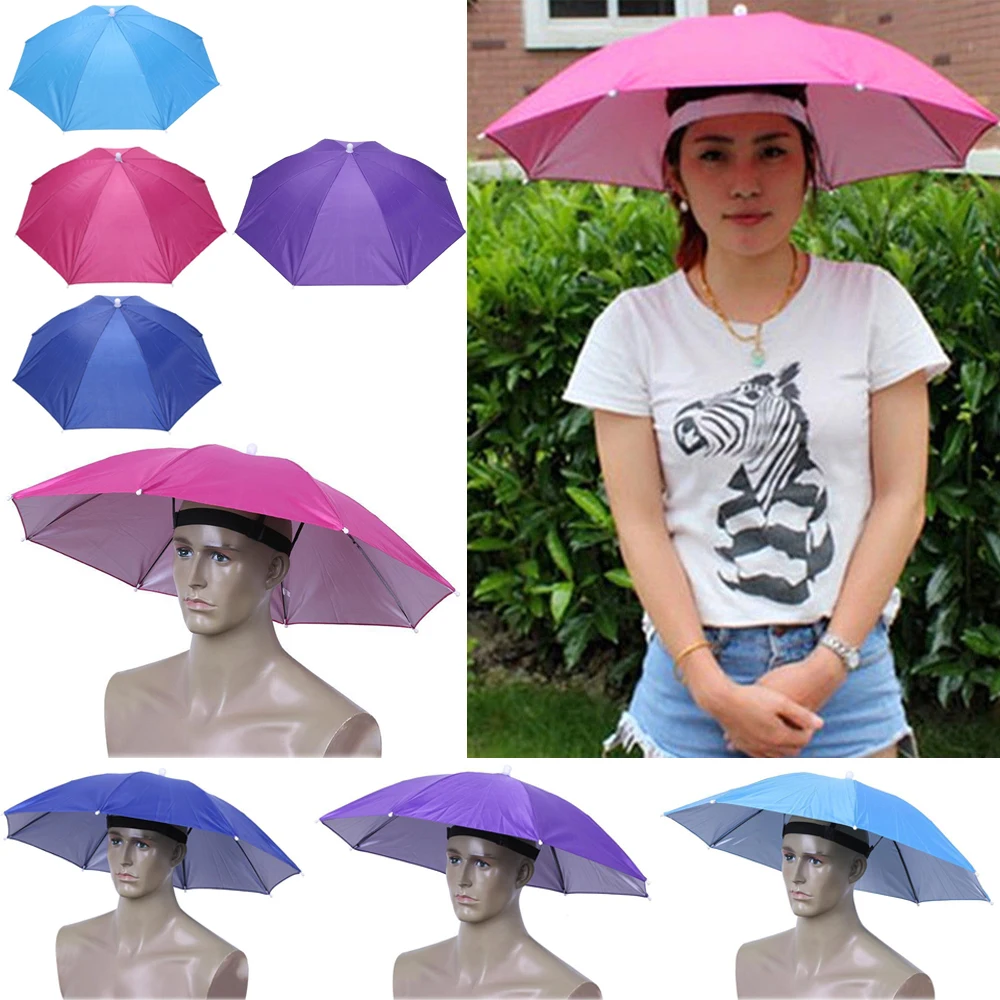 

Outdoor Foldable Sun Umbrella Hat Golf Fishing Camping Headwear Cap Head Hat