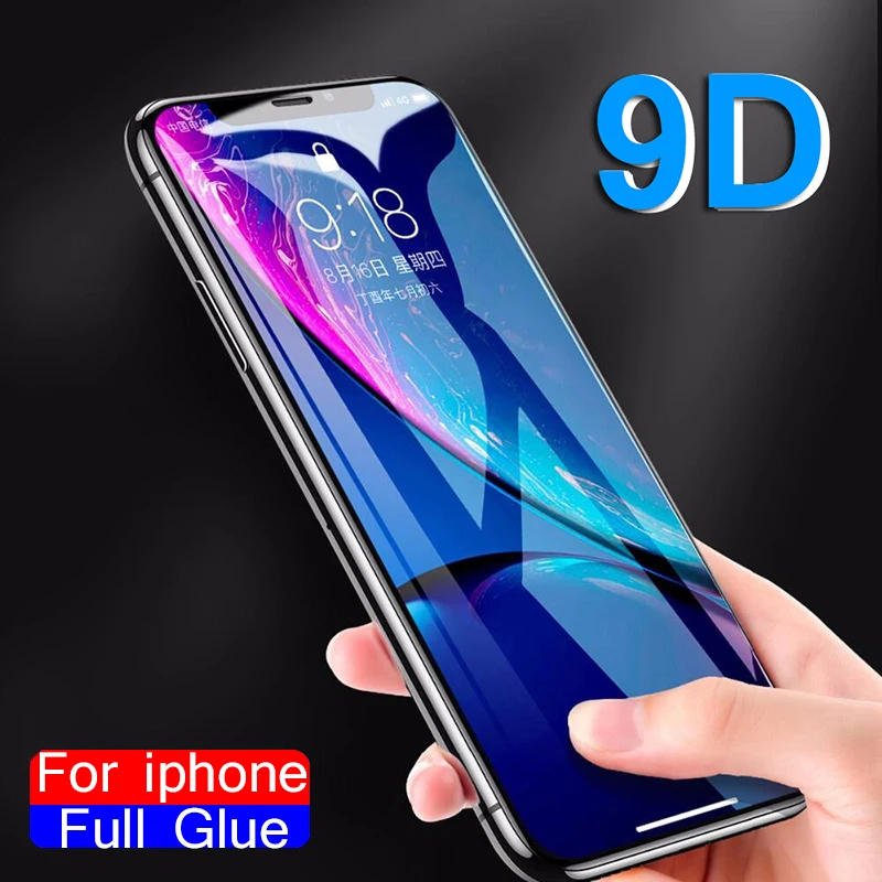 

9D Tempered Glass For iPhone X XS Max XR 6 6s 7 8 Plus Screen Protector Protective Glass on the For iPhone X 6 S 7 10 Film Cover