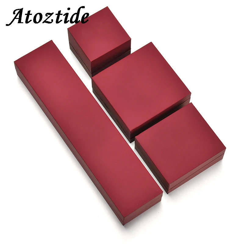 

Atoztide Blue/red PU Flocking Jewelry Package Box For Necklace Ring Bangle Jewelry Displaying Wedding Party Decoration Gift Box