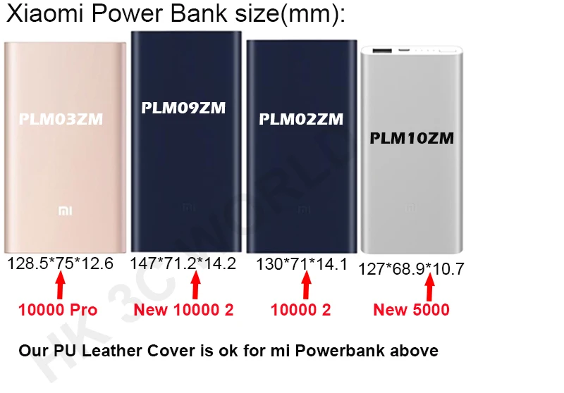 Чехол из искусственной кожи, идеально подходит для 10000 мАч, 2 PLM03ZM, Xiaomi Mi, внешний аккумулятор, 3 крышки, PLM09ZM, PLM11ZM, PLM12ZM, внешний аккумулятор, сумка