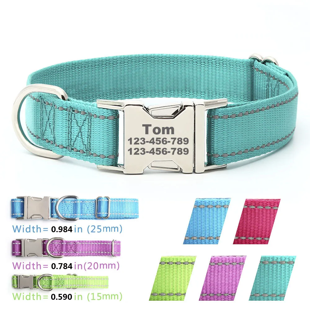Personalized Dog Collar Free Engraved Name and tel Adjustable Puppy
