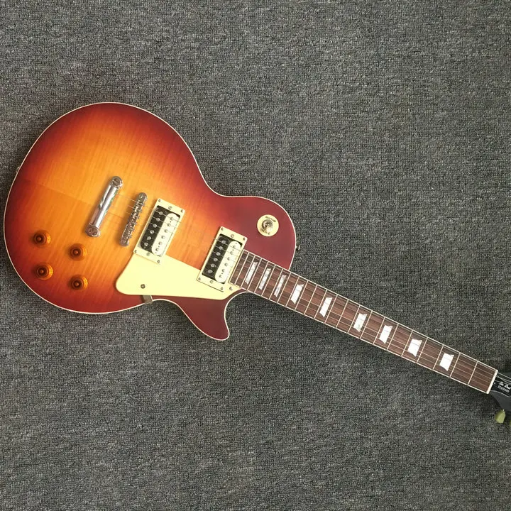 

Factory custom guitar matte color mahogany body electric guitar with rosewood fretboard,Flame maple veneer,Can be customized