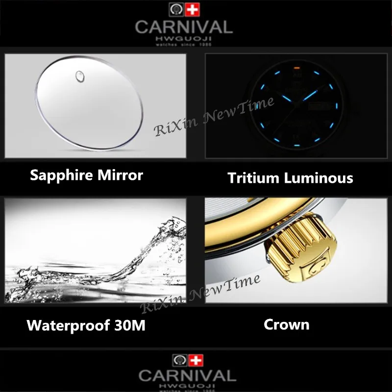 Мужские часы T25Carnival механические светящиеся с двойным календарем и датой miyota|montre