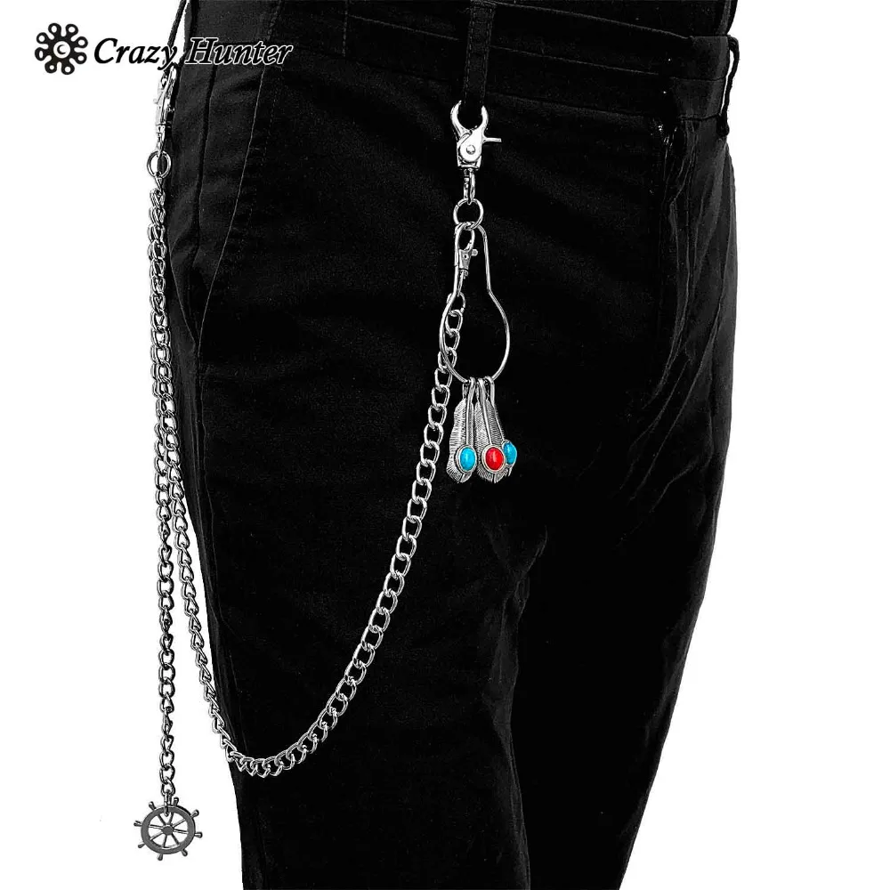 Punk Pants Trousers Chain Men/Women Hip Hop Metal Jeans Keychainin Key