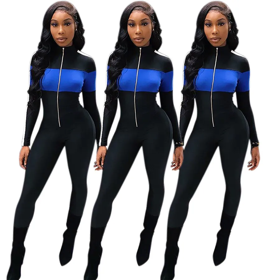 

Women's Formal Rompers 2018 Elegant One piece jumpsuits Round Neck Zipper Long Sleeve Sexy Rompers Women Jumpsuits