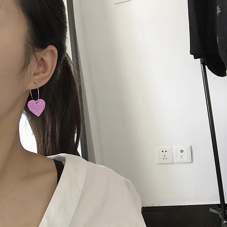 

2019 New Pink Bowknot Love Heart Drop Earrings For Women Fashion Shiny Crystal Round Earring Accessories Sweet Boucle D'oreille