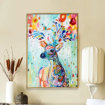 

Fashion Colored Deer Full Round Diamond Painting Cross Stitch New Style Home Decor Needle Work Mosaic Paste