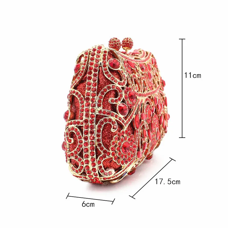 Красного цвета с украшением в виде кристаллов женские свадебные туфли на очень высоких клатч Для женщин Вечеринка Сумки