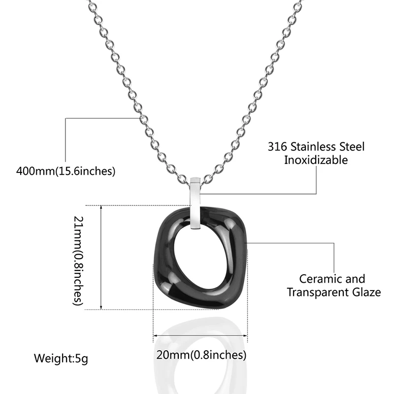 Геометрическое массивное керамическое ожерелье с подвеской, ювелирное изделие, черный, белый цвет, неправильное четырехстороннее женское очаровательное ювелирное изделие, минималистичный стиль