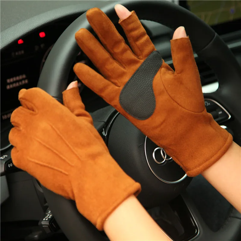 

Gloves Male Female Autumn Winter New Thicken Plus Velvet Imitation Suede Unisex Anti-Slip Driving Gloves Man Woman SZ025-4