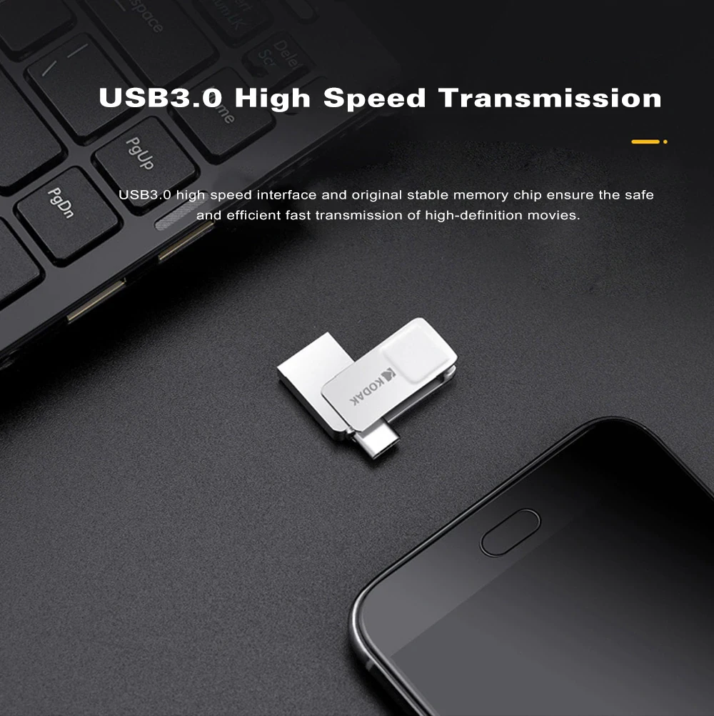 Kodak USB3.1 type-C двойной интерфейс металлический USB флеш-накопитель K223C 16 ГБ 32 ГБ 64 ГБ 128 Гб карта памяти U диск USB3.0 флешка