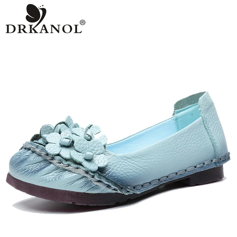 

DRKANOL Big Size 35-41 Women Casual Shoes Handmade Slip On Flats Loafers Women Flat Shoes Genuine Leather Moccasins Women Shoes