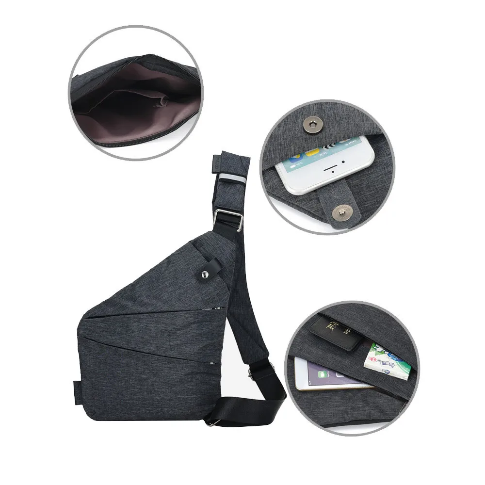 WEIXIER мужская дорожная деловая сумка Fino, сумка на плечо с защитой от кражи, ремень безопасности, цифровая нагрудная сумка для хранения, V2-24