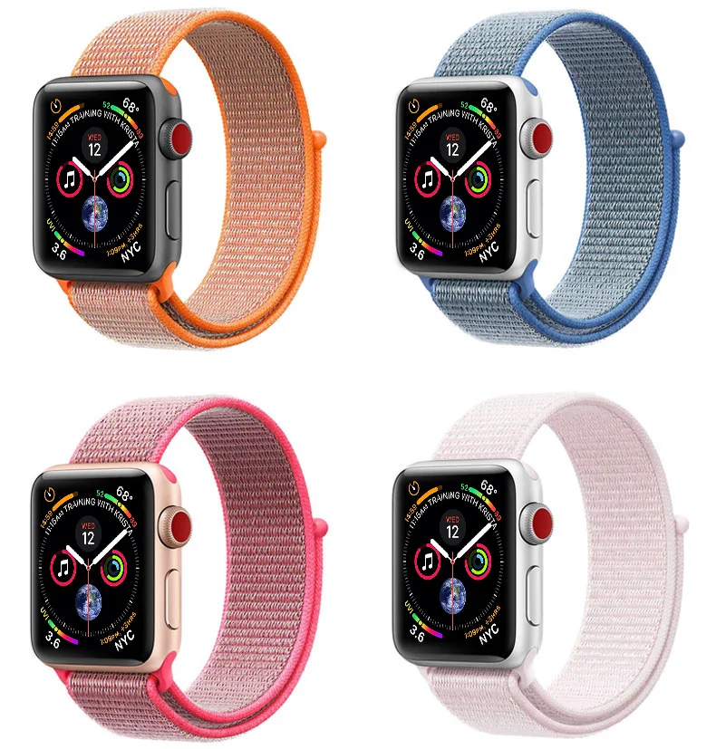 Нейлоновый ремешок для Apple Watch 42 мм 38 мм iWatch 4 ремешка 44 мм 40 мм Браслет спортивная петля ремешок для часов ремень для часов дышащий 5 4 3 2 1