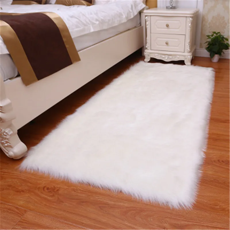 

New arrival White Plush Carpet Imitation Australian Sheepskin Thicken Children's Bedroom blanket Mats Bay Window rug baby mat