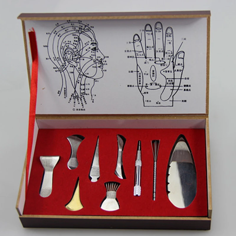 9pcs Set China Traditional Medical Scrapping Plate Healthcare Guasha