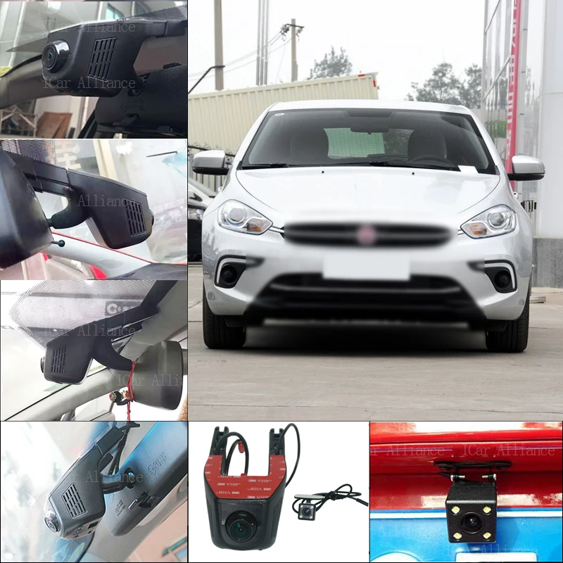 

BigBigRoad APP Control Car Wifi DVR Dual lens Dash Cam Car Black Box Hidden installation Novatek 96658 Camcorder For FIAT ottimo