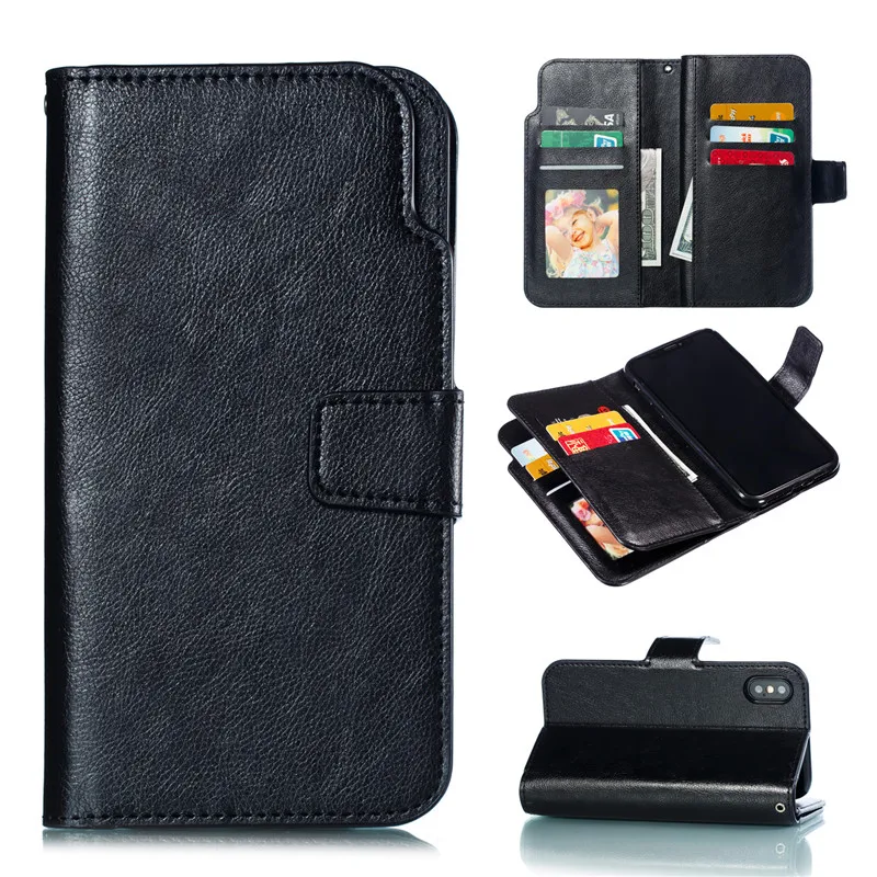 Leather case on For iPhone 7 6 6S 8 Plus 5 5S SE Case Cover iPhone x XS Max XR Case Cover Wallet card holder Magnet Flip Phone cases06