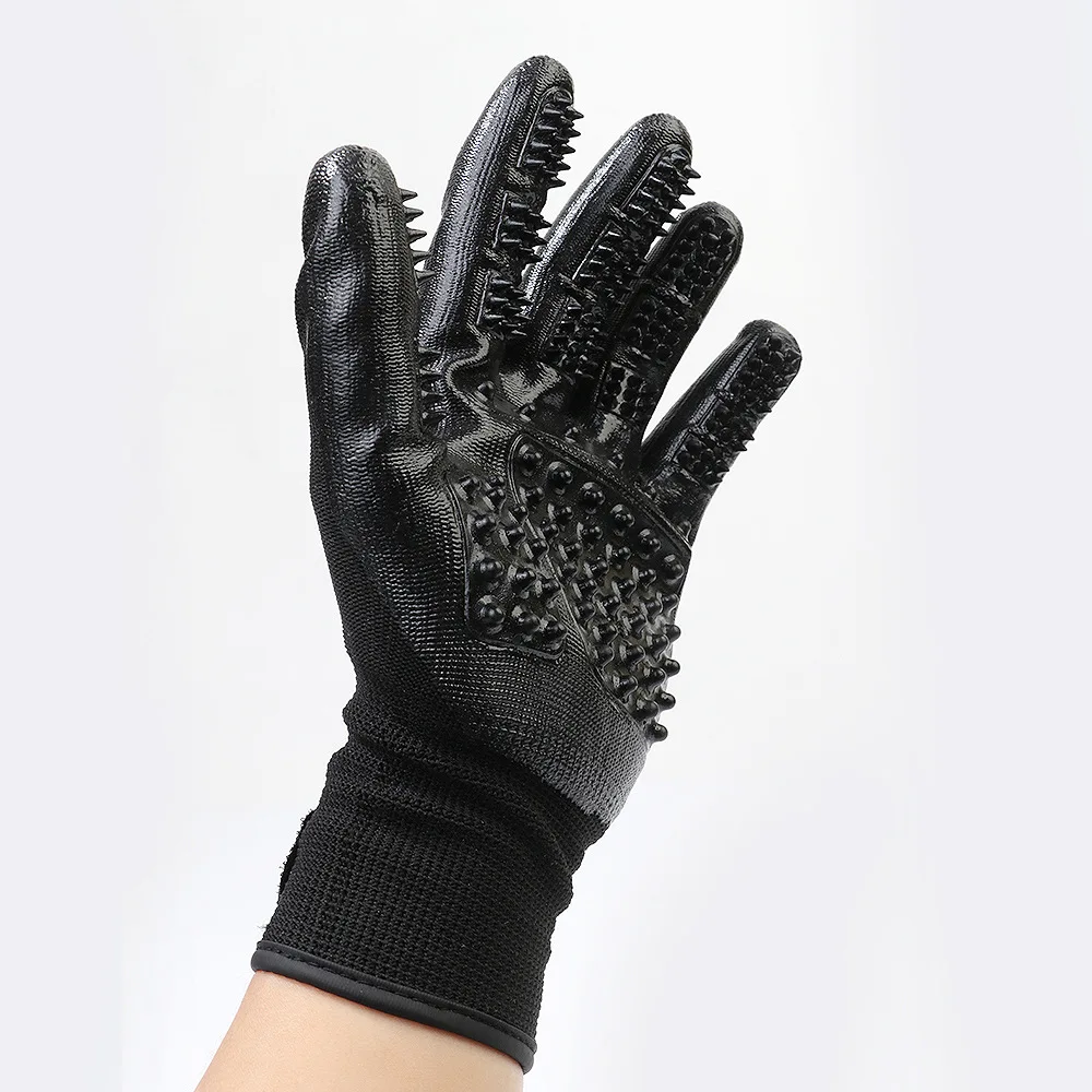 1 Pair Animal Hair Glove Comb Pet Dog Cat Grooming Cleaning Glove Brush Comb Black Rubber Five Fingers Glove For Pet LYQ