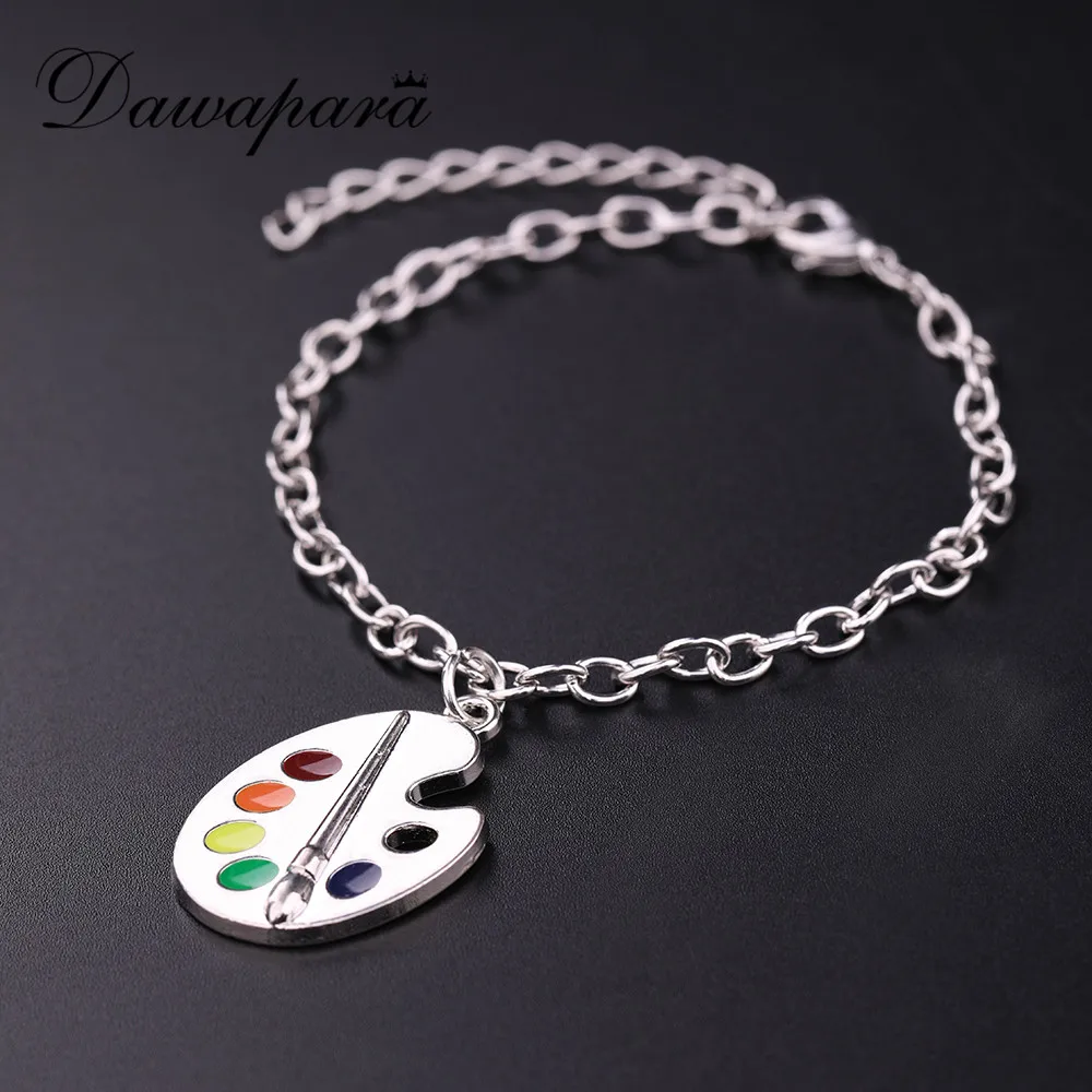 

Dawapara Colorful Palette Pendant Bracelets Crystal Artist's Paint Plate Pendant Painter's Jewelry drop Shipping